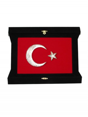 Lüx Ayyıldız Filografi Siyah Kadife Kutulu Plaket