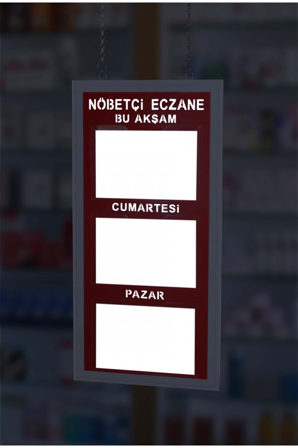 IŞIKLI NÖBETÇİ ECZANE PANOSU 3'LÜ ASKILI