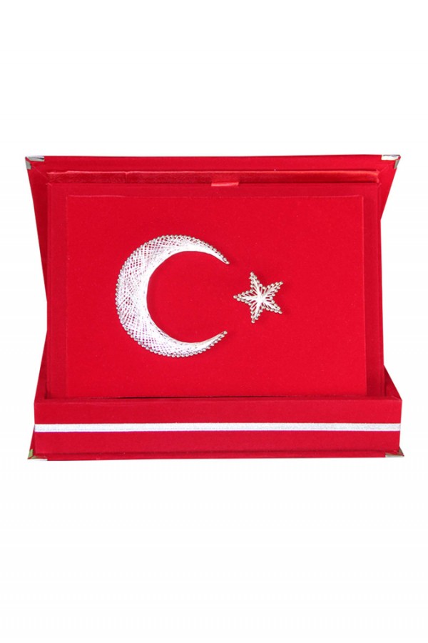 Ekonomik Ayyıldız Filografi Kırmızı Kadife Kutulu Plaket