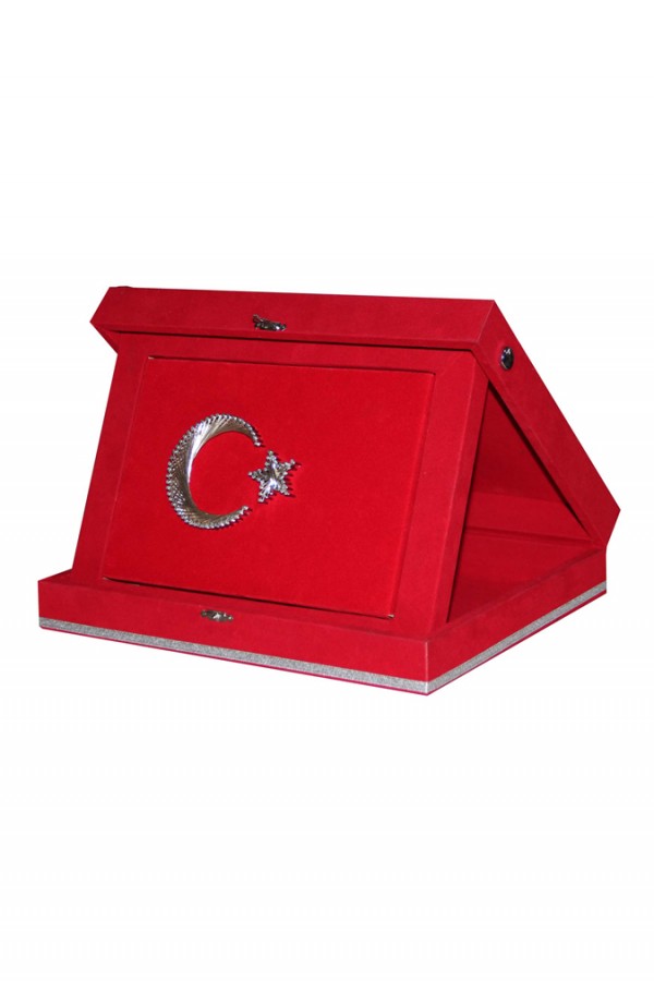 Lüx Ayyıldız Filografi Kırmızı Kadife Kutulu Plaket